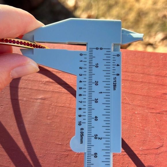 Red Ruby Rhinestone Gold Tone Metal Cuff Bracelet Stackable Birthstone Circle of - Picture 7 of 8